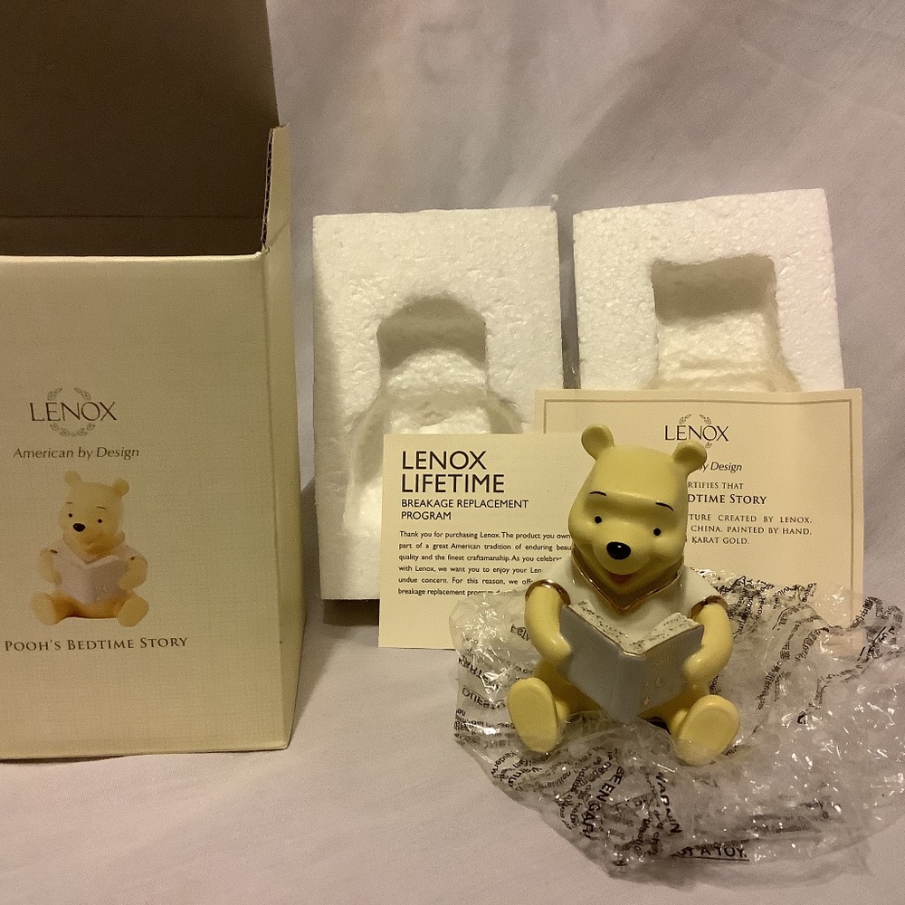 Lenox Collectible Disney Winnie the Pooh Figurine+book Bedtime Stories+COA NIB